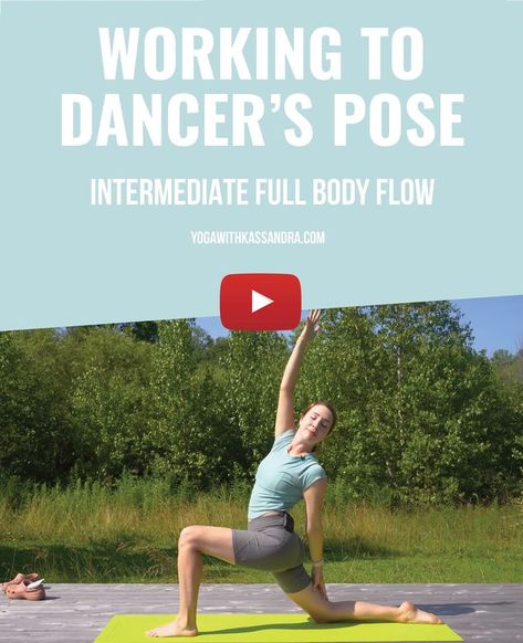 Dancer Pose Yoga, Balancing Pose, Intermediate Yoga Poses, Intermediate Yoga, Full Body Yoga Workout, Youtube Workout Videos, Dancers Pose, Yin Yoga Sequence, Dancer Pose