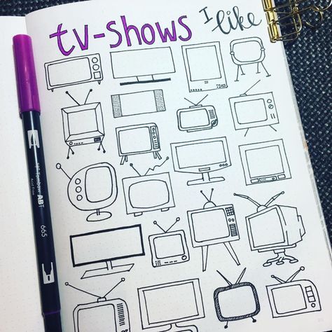 Bullet journal tv doodles Shows To Watch, Bullet Journal Hacks, Wreck This Journal, Dot Journals, Bujo Inspiration, Journal Aesthetic, Bullet Journal Inspo, Bullet Journal Doodles, Sketchbook Journaling