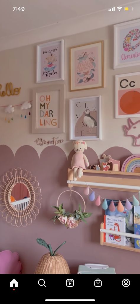 Pink And Purple Kids Bedroom, Dusty Purple Kids Bedroom, Pastel Purple Kids Room, Lilac Scalloped Wall, Purple Scallop Wall, Sulking Room Pink Girls Bedroom, Toddler Girl Bedroom Wall Ideas, Pink And Purple Toddler Room, Toddler Girl Boho Bedroom