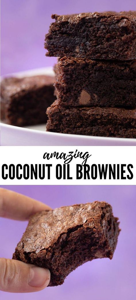 Coconut Oil Brownies, Oil Brownies, Yummy Bars, Chewy Chocolate Brownies, Brownie Vegan, Fudgy Cake, Moist Brownies, Menu Recipes, Brownie Toppings