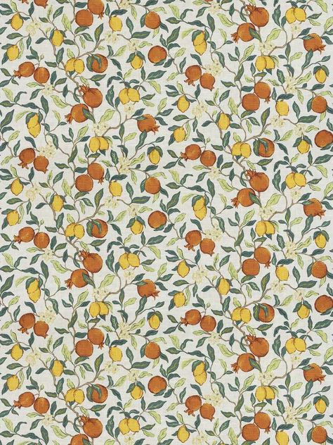 Fantastical fruit print with citrus and pomegranates growing on an elegant tree, the crisp, clean lines are printed with a graphic and expressive hand. Soap Wrapping, Custom Drapery Panels, Vern Yip, Custom Drapery, Drapery Panels, White Coral, Pattern Repeat, Orange Fabric, Drapery Fabric