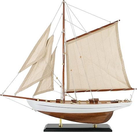 Wooden Sailboat Decor Sailboat Model Boat Decor Ship Model Yacht Ivory Antique Finish Built plank-on-frame hull and hand stitched sails rigging. Assembling dimension 20.5"L x 3.75"W x 19.7"H. Ivory and Honey Antique Finish. Not a Kit, Assembling instruction included in box. Wooden Sailboat Decor, Sailboat Model, Sailing Ship Model, Sailboat Decor, Wooden Model Boats, Runabout Boat, Yacht Model, Wooden Sailboat, Model Sailboat