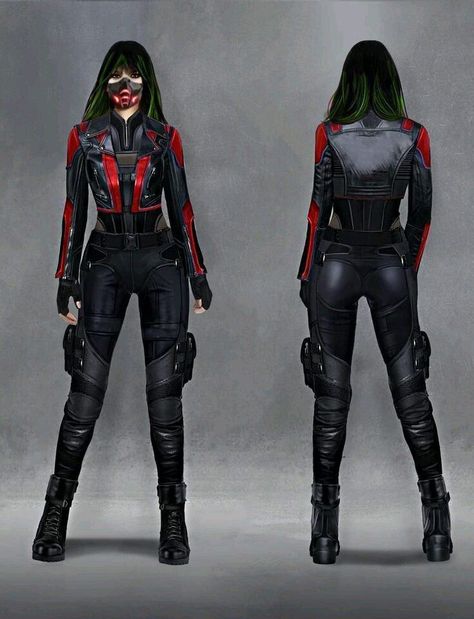 Hydra Suit Female, Assassin Suit Female, Red And Black Superhero Suit, Female Hero Suit, Futuristic Superhero Suit, Superhero Fits, Superhero Suit Ideas, Costume Design Ideas, Superhero Suit Design Female