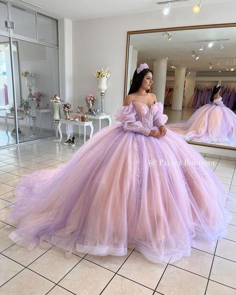 Lavender Quince Dress, Light Pink Quinceanera, Light Pink Quinceanera Dresses, Pink Quinceanera Dresses, Quince Dresses Purple, Debut Gowns, Xv Dresses, Lilac Prom Dresses, Purple Quinceanera Dresses