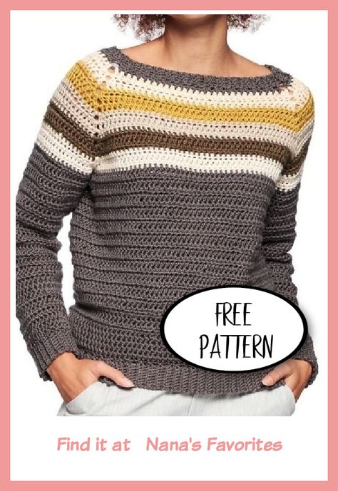 Granny Squares Sweater, Crochet Pullover, Knitting And Crochet Patterns, Crochet Jumper, Crochet Sweater Pattern Free, Crochet Vest Pattern, Crochet Tops Free Patterns, Raglan Sweater, Crochet Wool