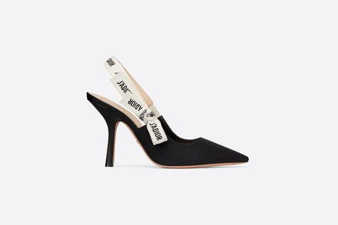 J'Adior Slingback Pump Black Technical Fabric - products | DIOR Dior Heels, Dior Atelier, Ribbon Flats, Red Flats, Bow Flats, Stiletto Sandals, Triangle Logo, Dior Shoes, Sale Sale