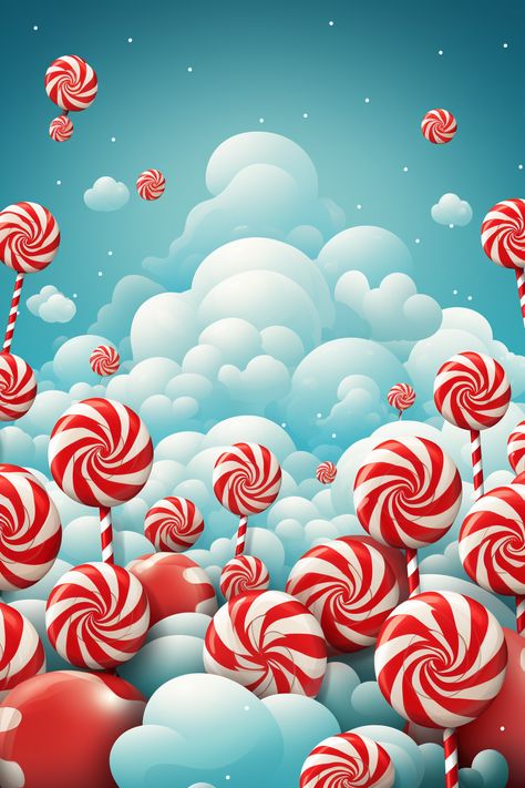 Christmas wallpaper with playful theme, featuring candy canes Holiday Lockscreen, Candy Cane Wallpaper, Noel Aesthetic, Gingerbread Wallpaper, Christmas Theme Background, Candy Cane Background, Postcard Mockup, Prompt List, Christmas Backgrounds