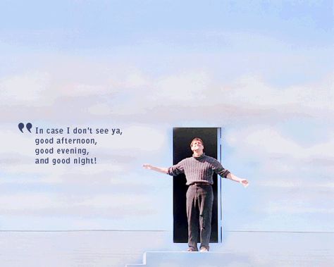 Good Afternoon & Evening (GIF) Series Quotes, The Truman Show, Movie Lines, Jim Carrey, Great Films, Good Afternoon, Great Movies, Movie Scenes, Series Movies