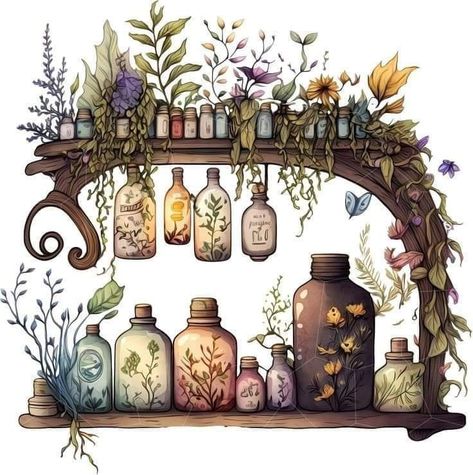 Watercolor Apothecary, Witches Library, Paints And Brushes, Drawing Hands, Drawing Eyes, Drawing Hair, Art Fantaisiste, Art Mignon, Witch Art