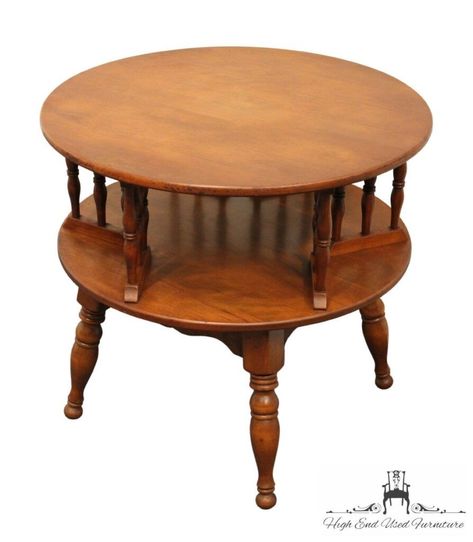 799.99 ETHAN ALLEN Heirloom Nutmeg Maple Colonial Early American 28″ Round Accent End Table 10-8586 Early American Furniture, Ethan Allen Furniture, Maple Furniture, Library Inspiration, Colonial Decor, American Furniture, Ethan Allen, Round Side Table, Early American