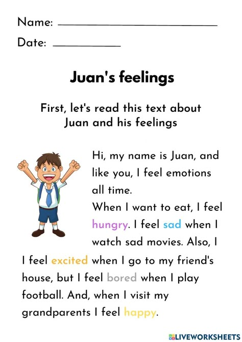 Feelings and emotions online worksheet for 4th. You can do the exercises online or download the worksheet as pdf. Esl Emotions Worksheet, Feelings Games For Kids, Feeling And Emotions Activities, Emotion Worksheets For Kids, Feelings Worksheet Preschool, Emotions Worksheet Preschool, Feelings Worksheets For Kids, Emotions Worksheets For Kids, Feeling Worksheet