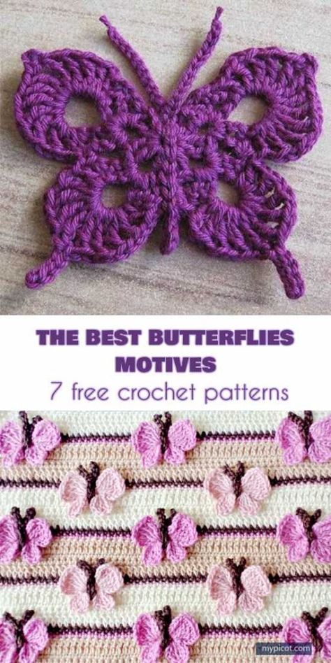 The Best 10 Butterfly Motifs and 7 Crochet Patterns Free | Your Crochet Pola Jaring, Crochet Butterfly Free Pattern, Crochet Butterfly Pattern, Crochet Patterns Free, Crochet Flowers Easy, شال كروشيه, Crochet Flowers Free Pattern, Crochet Fun, Crochet Butterfly