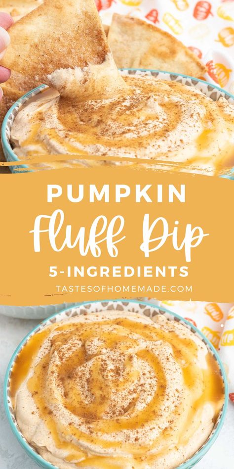 This sweet and creamy pumpkin fluff dip is the perfect treat for fall.  With the warm spices and the flavor of pumpkin pie, this dip is delicious with cookies, cinnamon chips, or fruit.  Serve it as a dessert or snack, or scoop it into tart shells.  There are so many ways to enjoy this tasty treat, and you will be making it again and again. Pumpkin Fluff Recipe, Fluff Dip For Fruit, Thanksgiving Dessert Dips, Pumpkin Fluff Pie Recipe, Pumpkin Fruit Dip, Sweet Dips For Parties, Thanksgiving Dips And Appetizers, Fall Dips, Pumpkin Pie In A Cup