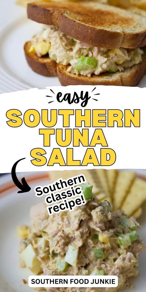 You've got to try this easy tuna salad recipe from Southern Food Junkie. With a mix of tuna, eggs, and delicious spices, it's a favorite take on a classic favorite. Try it for a quick and easy lunch or dinner! Don't miss out on this tasty dish—give it a whirl today and enjoy some comforting Southern goodness! Tina Salad Recipe, Tuna And Egg Salad Recipe, Best Tuna Salad Recipe With Egg, The Best Tuna Salad Recipe, Easy Tuna Salad Recipe With Egg, Tuna Salad Recipe With Egg, Tuna Egg Salad Recipe, Southern Tuna Salad, Southern Tuna Salad Recipe