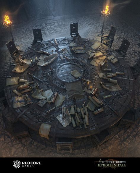 The Round Table King Arthur, King Arthur Concept Art, King Arthur Aesthetic, King Arthur Art, Dungeons And Dragons Aesthetic, King Arthur's Knights, King Aesthetic, Fantasy Dungeon, King Arthur Legend