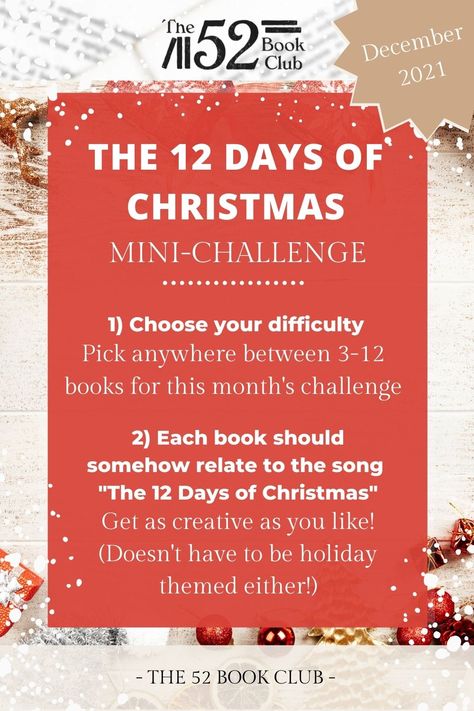 On the first day of Christmas, The 52 Book Club gave to me… a brand new mini-challenge! This month’s challenge is all about THE 12 DAYS OF CHRISTMAS! This is a popular holiday song that is stuffed with inspiration for your December reads. December Reading Challenge, December Reading, Holiday Song, Christmas Reading, The 12 Days Of Christmas, Holiday Songs, Middle School Reading, Book Challenge, 12 December