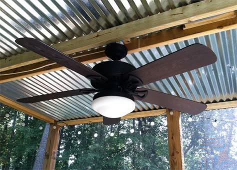 Corrugated Sheet Metal roof for porch...around $14 a sheet at home improvement store Porch Ceiling, Metal Roofing, Patio Roof, Outdoor Ceiling, Corrugated Metal, Diy Pergola, Decks And Porches, Home Improvement Store, Screened In Porch