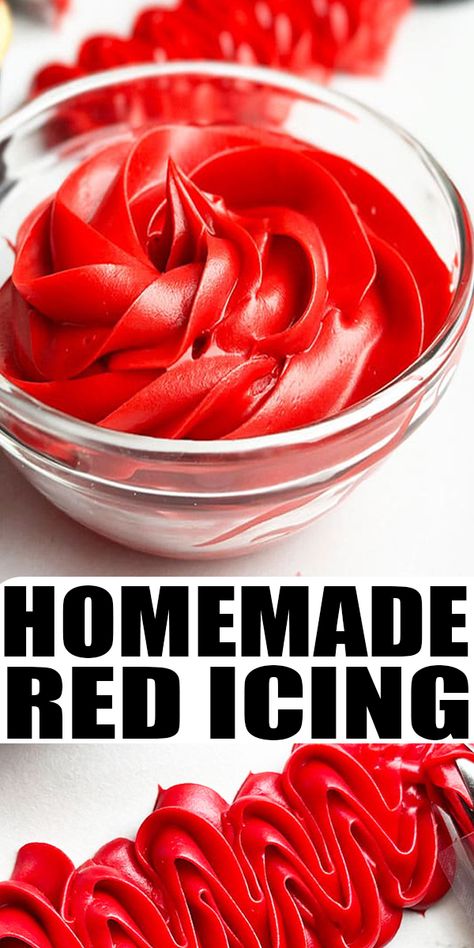 How To Make Dark Red Icing, Natural Red Frosting, How To Make Dark Red Frosting, Dye Free Red Frosting, How To Make Red Frosting, Red Icing How To Make, Red Icing Recipe, Writing Icing Recipe, Red Buttercream Frosting