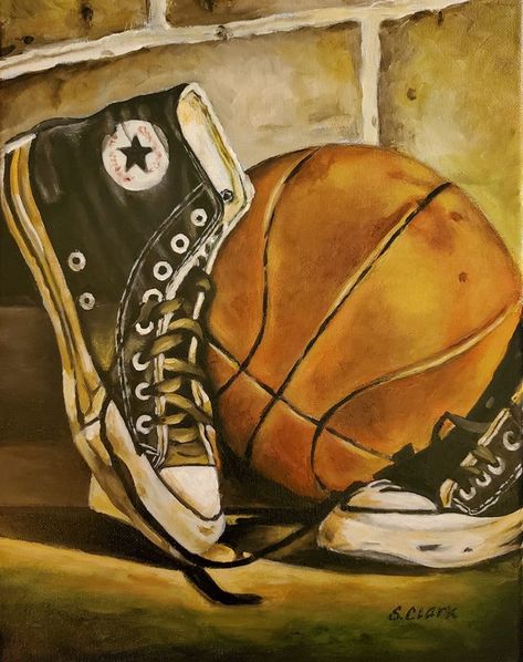 11x14 Acrylic on canvas Basketball Painting Ideas On Canvas, Basketball Painting, Drawings With Meaning, Meaningful Paintings, Painting Birthday Party, Sports Drawings, Sports Painting, Urban Painting, Louisiana Art