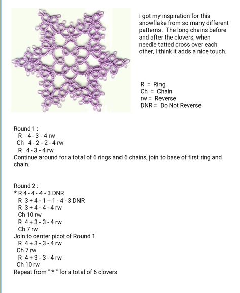 Tatted Snowflakes Pattern, Snowflake Tatting Patterns Free, Shuttle Tatting Snowflakes, Snowflake Tatting Pattern, Tatted Snowflakes Pattern Free, Tatting Snowflake Pattern, Needle Tatting Patterns For Beginners, Tatting Snowflake, Tatted Snowflakes