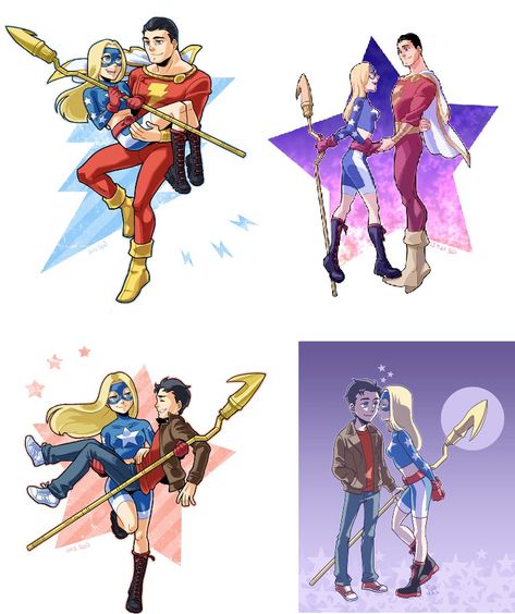 Stargirl and Captain Marvel Shazam Shazam And Stargirl, Dc Captain Marvel, Stargirl Fanart, Stargirl Dc Comics, Superflash Ship, Shazam Fanart, Shazam Art, Stargirl Dc, Dc Shazam