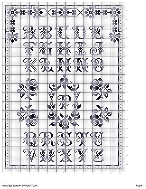 Cross Stitch Monograms Patterns, Cross Stitch Corner Border, Cross Stitch Monogram Patterns, Cross Stitch Border, Roses Border, Cross Stitch Borders Corner, Cross Stitch Vintage, Alphabet Cross Stitch, Vintage Alphabet