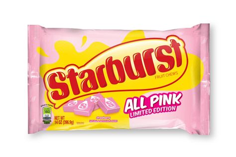 An All-Pink Starburst Pack Is Hitting Stores All Pink Starburst, Office Candy Bowl, Individually Wrapped Candy, Candy Stand, Pink Starburst, Fruit Chews, Pink Fruit, Chewy Candy, All Pink