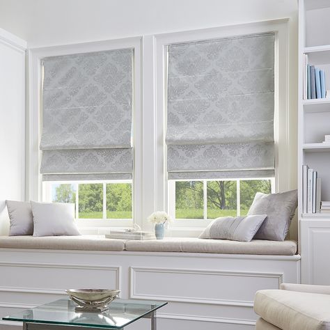 Roman Shades Living Room, Shades Living Room, Cordless Roman Shades, Old Home Remodel, Window Treatments Living Room, Blinds Design, Window Seats, Roman Shade, Bedroom Windows