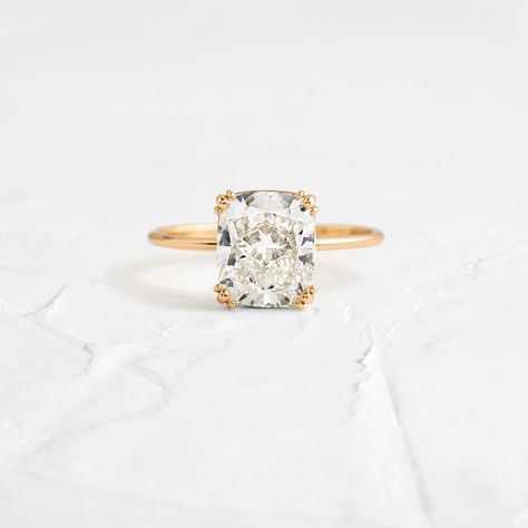 2.6 CT Cushion Cut Moissanite Solitaire Ring, 3.00 - 2.60 - 1.50 - 1.00 CT Brilliant Moissanite Solo Ring in 18K Gold, Proposal Ring For Her by BlingsJewelery on Etsy Dainty Gold Band, Cushion Cut Solitaire, Moissanite Solitaire Ring, Cushion Cut Engagement, Cushion Cut Moissanite, Basket Setting, Inspiration Photos, Cushion Cut Ring, Cushion Ring