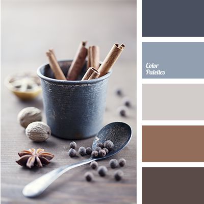 Colour of steel and cinnamon will look nice in the room where the basic materials for a wall decor is dark not-lacquered wood. These colours will look espe. Color Palette For Home, Trendy Living Rooms, Room Color Schemes, Bedroom Color Schemes, Brown Living Room, Grey Kitchens, Blue Living Room, Color Balance, Trendy Kitchen