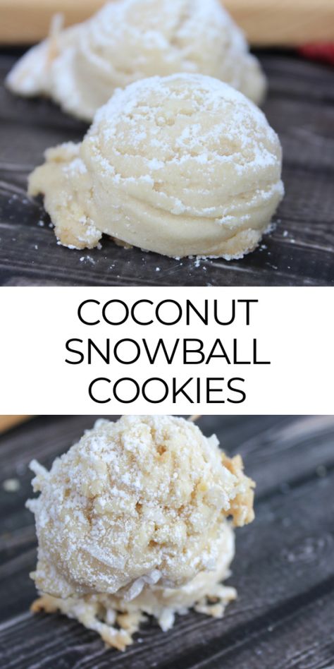 Coconut Snowball Cookies, Macaroons Christmas, Butterball Cookies, Snowballs Recipe, Snowball Cookie Recipe, Coconut Snowballs, Christmas Baking Recipes, Raspberry Coconut, Coconut Desserts