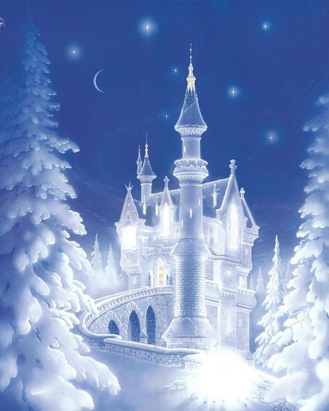 Elsa Castle, Snow Castle, Castle Christmas, Fantasy Story Ideas, Castle Illustration, Castle Painting, Ice Palace, Royal Christmas, Ice Castles