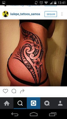 Polynesian Tattoos Women Back, Story Tattoo, Polynesian Tattoos Women, Girl Thigh Tattoos, Tattoos To Cover Scars, Hip Tattoos, Band Tattoos, Polynesian Tattoo Designs, Piercing Inspo