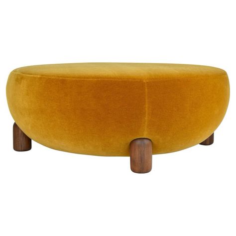 Check out this item from 1stdibs! Bebop Ottoman: https://www.1stdibs.com/id-f_36676002 Ottoman Mid Century Modern, 70s Ottoman, Soft Expression, Ottoman Pouf, Organic Wood, Round Ottoman, Pouf Ottoman, Solid Hardwood, The Mood