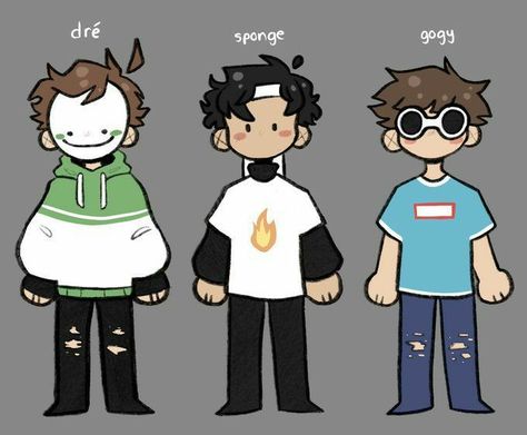 Dream Team Fanart Cute, Gnf Fanart, Dream Team Fanart, Sapnap Fanart, Dream Friends, Dream Anime, Dream Artwork, Minecraft Art, Minecraft Fan Art