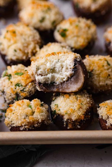 Boursin stuffed mushrooms are a fun, delicious appetizer or side dish. These creamy, cheesy stuffed mushrooms are packed with flavorful Boursin cheese and topped with a delightful breadcrumb crunch. Boursin Stuffed Mushrooms, Cheesy Stuffed Mushrooms, Easy Mushroom Recipes, Crab Appetizer, Stuffed Mushrooms Easy, Sausage Stuffed Mushrooms, Crab Stuffed Mushrooms, Crab Stuffed, Healthy Thanksgiving Recipes