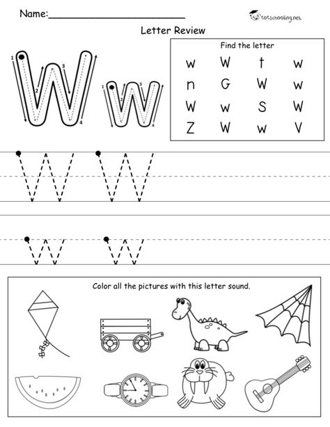 Letter W Tracing Worksheets, Tk Homeschool, Letter W Worksheets For Preschool, Sequencing Activities Kindergarten, Mothers Day Crafts Preschool, Letter Recognition Worksheets, Letter Worksheets For Preschool, Fun Worksheets For Kids, Daycare Decor