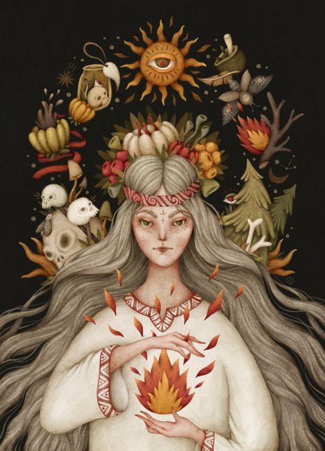 Slavic Soul. Slavic, pagan, pagan girl, pagan woman, pagan illustration, slavic portrait, slavic woman. Olga Svart Illustration Slavic Portrait, Pagan Illustration, Slavic Illustration, Slavic Witch, Slavic Art, Slavic Women, Slavic Paganism, Poland Art, Baba Jaga