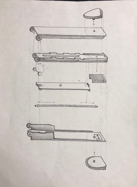 Stapler Exploded View, Exploded View Of Stapler, Exploded View Of Objects, Nid Sketches, Nid Preparation, Stapler Drawing, Cat Questions, Sketch Practice, Perspective Sketch