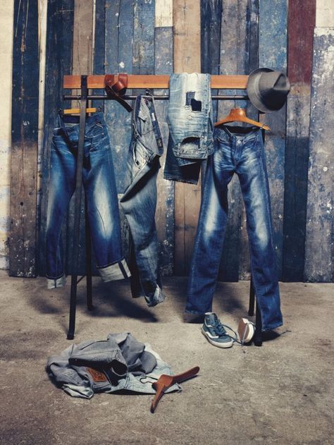 Denim Display, Selvage Denim Jeans, Clothing Store Design, Selvage Denim, Jeans Store, Denim Inspiration, Replay Jeans, Moda Jeans, All Jeans