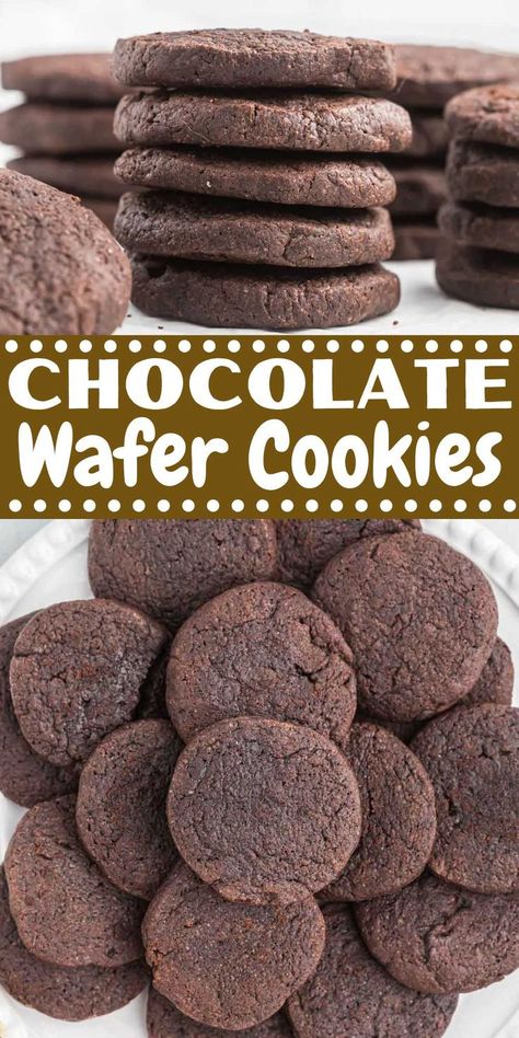 Homemade delicious Chocolate Wafer Cookies taste rich and indulgent. Learn how to make easy chocolate cookies to use in Icebox Cakes, pie recipes and more. If you love Nabisco famous chocolate wafers, learn how to make these sandwich cookies at home. They are packed with chocolate flavor and only call for pantry staples. #dessertsonadime Easy Chocolate Cookies, Nabisco Famous Chocolate Wafers, Chocolate Cookie Recipes Easy, Easy Dessert Dips, Icebox Cakes, Chocolate Wafer, Chocolate Wafer Cookies, Crockpot Dessert Recipes, Easy Easter Desserts