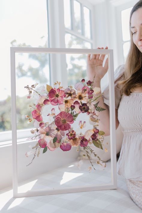 Dried Petals In Frame, Dried Flower Picture Frame Wall Art, Pressed Rose Petals Framed, Pressed Florals, Pressed Flower Art Picture Frames, Pressed Roses, Framed Floral Art, Floral Design Business, Flower Picture Frames