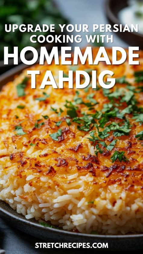 If you’re a fan of Persian food, you can’t miss this Homemade Tahdig! This flavorful rice dish features perfectly cooked Basmati rice with a crunchy bottom layer that everyone loves. My step-by-step guide makes it easy to achieve that beautiful crispy texture. Save this recipe now and click through for more details! Jeweled Persian Rice Pilaf, Persian Rice Recipe Basmati, Parboiled Rice Recipes, Basmati Rice Recipes Easy, Tahdig Recipe, Persian Dishes, Rice Basmati, Bag Of Rice, Flavorful Rice