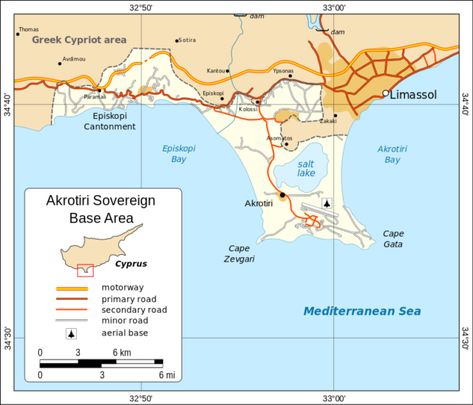 Akrotiri, Cyprus, the believed location of the Lincolnshire Poacher's broadcasts and radio antennas Photo Credit British Overseas Territories, World Wars, List Of Countries, Island Map, Old Radios, Radio Antenna, Writing Project, Mediterranean Sea, Limassol