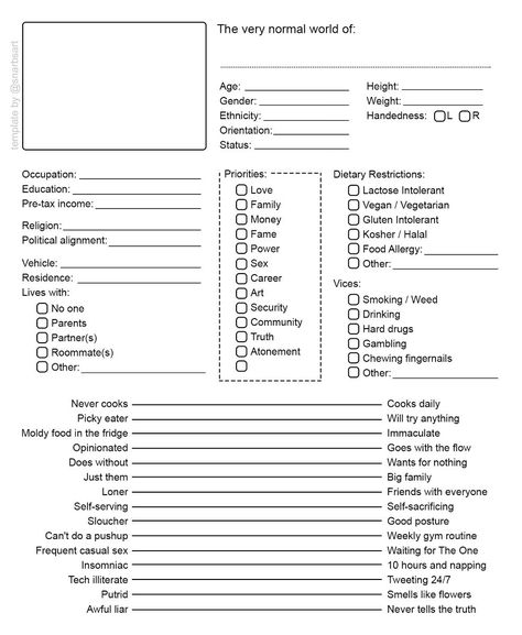 Generated Description with relevant hashtags. Oc Form, Character Sheet Writing, Personality Chart, Oc Template, Character Sheet Template, Writing Inspiration Tips, Habit Tracker Bullet Journal, Drawing Ideas List, Character Template