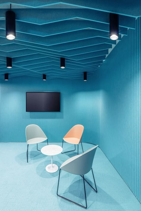 Toradex Offices - Lucerne | Office Snapshots Innovative Office, Office Ceiling, Modern Office Interiors, Corporate Office Decor, Acoustic Panel, Corporate Interiors, Office Snapshots, Lounge Design, Lucerne