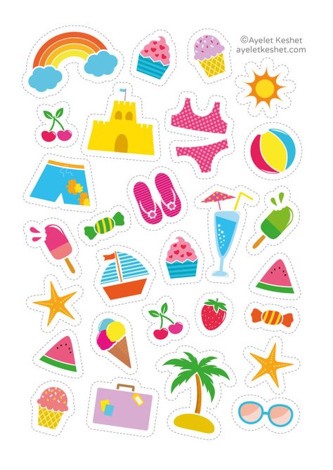 Free cute printable stickers Sticker Chart Printable, Printables Stickers, Summer Printables, Sticker Chart, Free Printable Stickers, Stickers For Kids, Never Grow Old, Grow Old, Scrapbook Printables