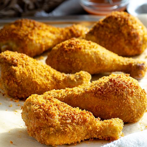 Extra Crispy Chicken Drumsticks Crispy Drumsticks, Crispy Chicken Drumsticks, Extra Crispy Chicken, Chicken Drumsticks Recipe, Chicken Drums, Drumsticks Recipe, Drumstick Recipes, Chicken Drumstick Recipes, Chicken With Olives