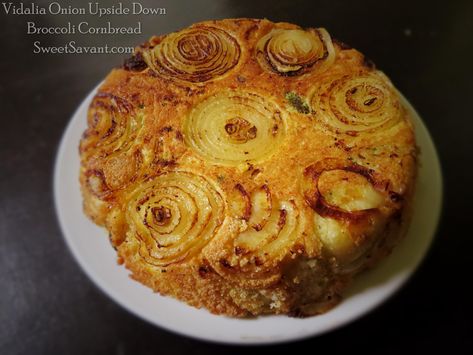 Vidalia Onion Upside Down Cornbread recipe with VIDEO - Sweet Savant Onion Upside Down Cornbread, Onion Cornbread Recipe, Upside Down Cornbread, Onion Cornbread, Broccoli Cornbread, Vidalia Onion, Sweet Cornbread, Vidalia Onions, Corn Bread Recipe