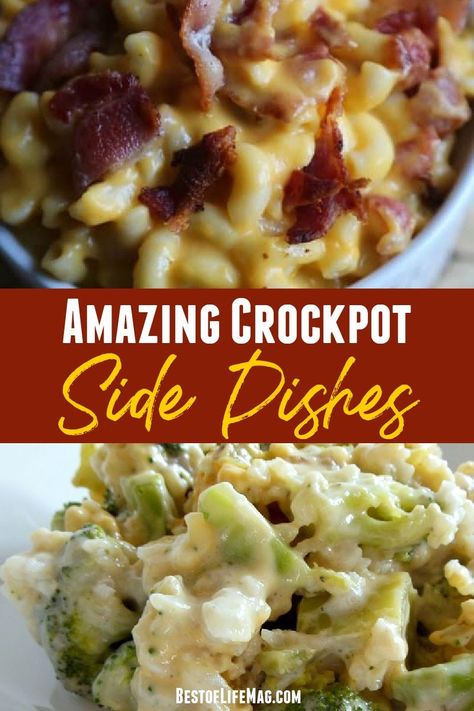 Crockpots can make amazing entrees but you can also make some of the best crockpot side dishes as well. Use the side dish to amplify a meal. Crockpot Side Dishes for a Crowd | Crockpot Sides for Thanksgiving | Crockpot Sides for Christmas Dinner | Slow Cooker Side Dishes | Crockpot Dinner Recipes | Side Dish Recipes for Dinner | Crockpot Side Dishes Vegetables | Crockpot Sides for BBQ #crockpot #sides via @amybarseghian Crockpot Side Dishes Vegetables, Sides In Crockpot Crock Pot, Dinner Sides Crockpot, Thanksgiving Sides Dishes Make Ahead, Easy Party Sides For A Crowd, Easy Side Dishes For Two, Side Dishes For Sunday Dinner, Crockpot Salad Recipes, Pot Luck Bbq Side Dishes